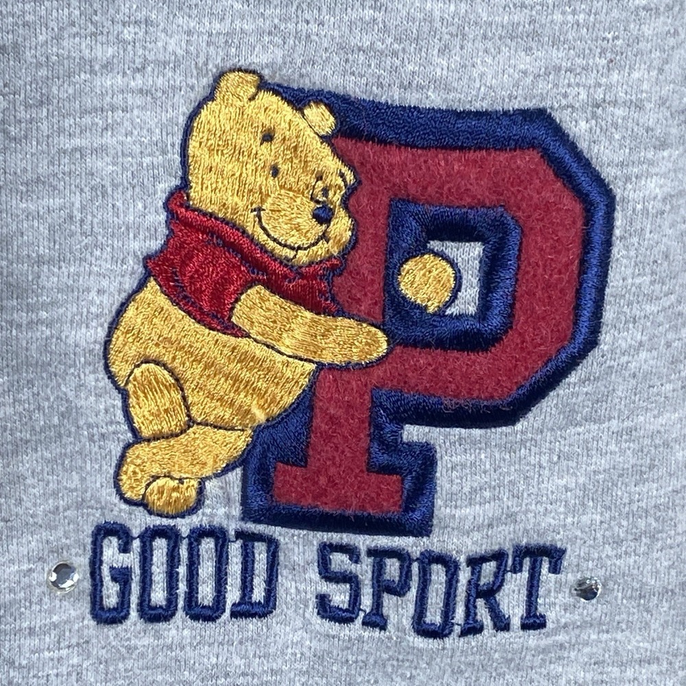 Vintage Y2K Disney Winnie the Pooh Gray Fleece Zip Hoodie XL Good Sport - Picture 6 of 7
